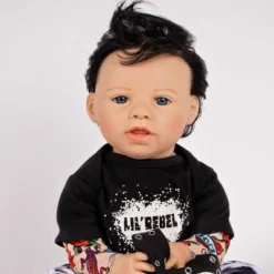 Paradise Galleries Reborn Toddler Boy Doll Lil' Rebel, 21 Inch With Black Rooted Hair And Blue Eyes, Made In GentleTouch Vinyl -Wild Republic Store GUEST 0130067a 2aa4 4dba badb e8f59ed83588