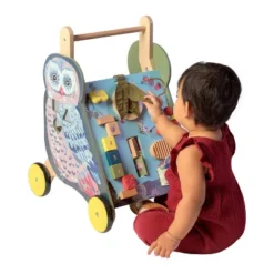 Manhattan Toy Wildwoods Owl Wooden Push Cart With Shape Sorter And Basket, Serrated Oval, Spinners, Bead Run And More -Wild Republic Store GUEST 02a90766 b46e 4e7a b714 0642250d02b0