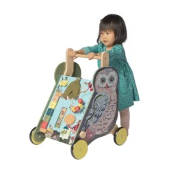 Manhattan Toy Wildwoods Owl Wooden Push Cart With Shape Sorter And Basket, Serrated Oval, Spinners, Bead Run And More -Wild Republic Store GUEST 24601e06 d328 44af a970 d7a6c0957ddd