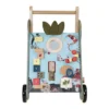 Manhattan Toy Wildwoods Owl Wooden Push Cart With Shape Sorter And Basket, Serrated Oval, Spinners, Bead Run And More