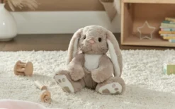 Bearington Boomer Taupe And White Plush Stuffed Animal Bunny Rabbit, 10.5 Inches