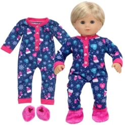 Sophia’s Hot Cocoa Pajama Onesie With Fuzzy Slippers For 15” Baby Dolls, Navy/Hot Pink -Wild Republic Store GUEST 62889265 af94 4f7d 8357 b8419f9e031e