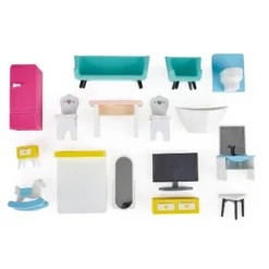 Hape Little Room Pretend Play 3 Story Wooden Doll House W/ Light, Doorbell, & Bedroom, Bathroom, Living Room, & Dining Furniture For Kids Age 3 And Up -Wild Republic Store GUEST 8af16bcc e03f 4607 ae15 ac855ca17cac