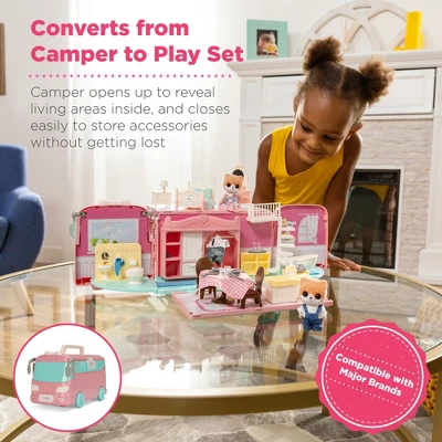 Best Choice Products Camper Van Playset Pretend Play Dollhouse Toy With 54 Accessories And Tiny Critters For Kids 4 Best Choice Products Camper Van Playset Pretend Play Dollhouse Toy With 54 Accessories And Tiny Critters For Kids - Image 2