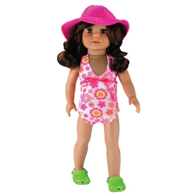 Sophia’s One-Piece Bathing Suit & Hat For 18” Dolls, Hot Pink 3 Sophia’s One-Piece Bathing Suit & Hat For 18” Dolls, Hot Pink
