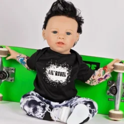Paradise Galleries Reborn Toddler Boy Doll Lil' Rebel, 21 Inch With Black Rooted Hair And Blue Eyes, Made In GentleTouch Vinyl -Wild Republic Store GUEST f7d385c1 9f47 4d7d b27f 72b0f2e085e1