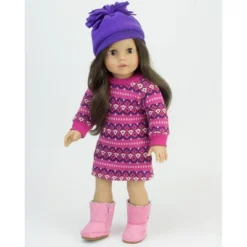 Sophia’s Fair Isle Knit Sweater Dress & Hat For 18” Dolls, Hot Pink/Purple -Wild Republic Store GUEST f870a938 0d23 4ef4 8d99 210b52ad8d03