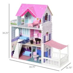 Qaba Kids Wooden Multi-Level Dream House Villa Kit With Furniture And Accessories 12 Qaba Kids Wooden Multi-Level Dream House Villa Kit With Furniture And Accessories -Wild Republic Store GUEST f9159f7a 3eb1 43c2 bfce 2c96189e6b41